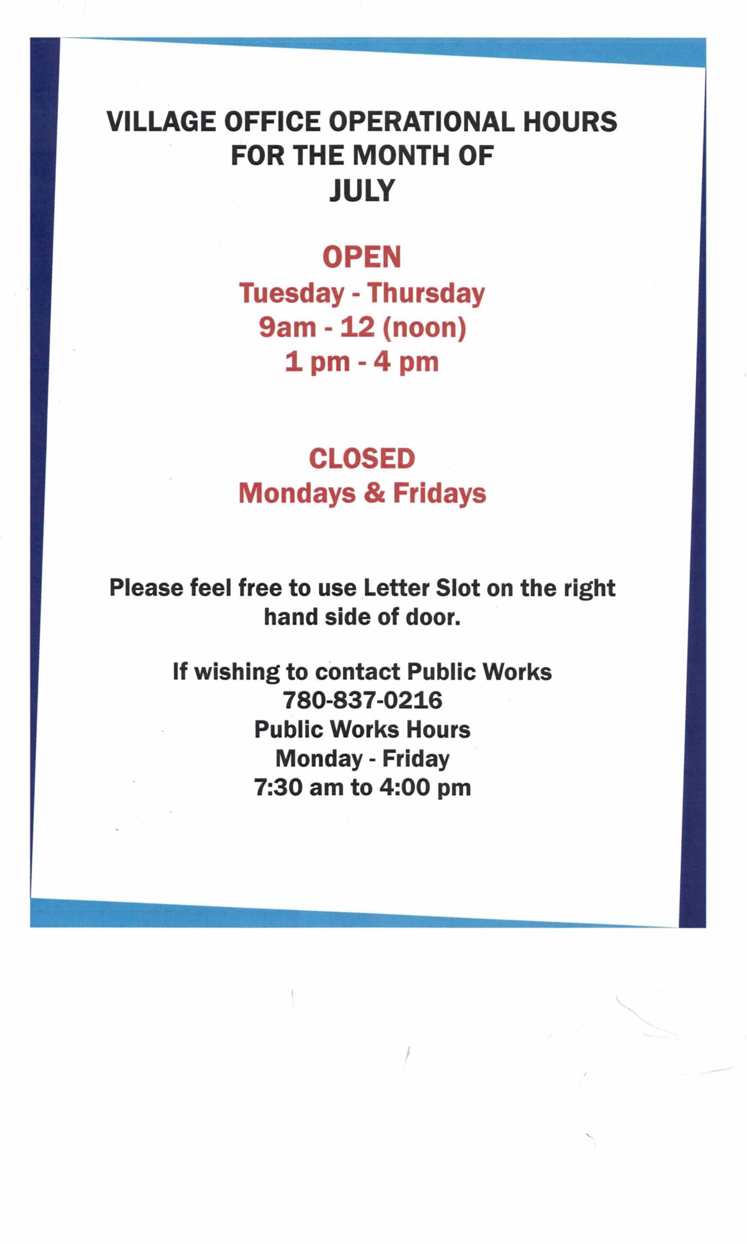 Notices Village of Girouxville